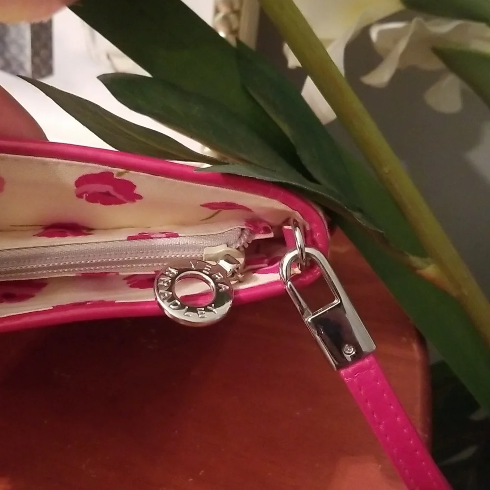 Vera Bradley Pink Flower Print Long Wristlet Clutch Pouch